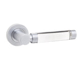 High quality image of Frelan - Milo Door Handle on Rose Plain Glass/Satin Chrome Sku. JH5314SC