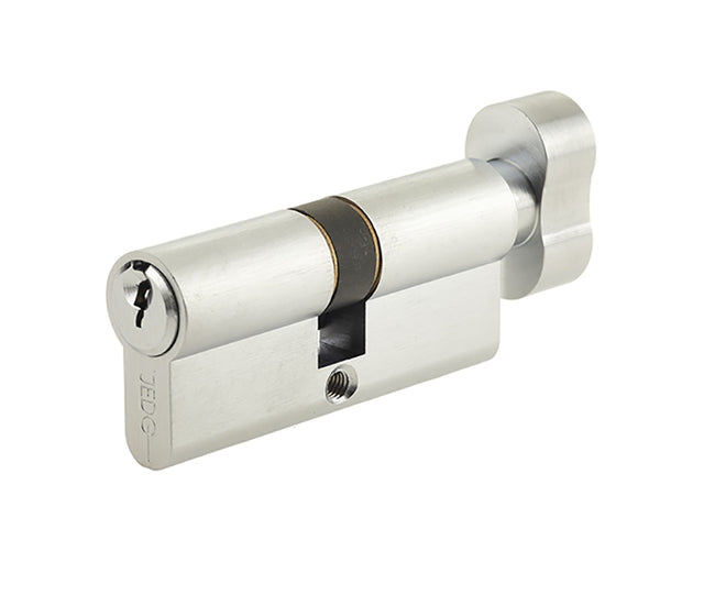 High quality image of Frelan - Jedo Euro Profile Cylinders & Turns 70mm Satin Chrome Sku. JL-70EPCTSC