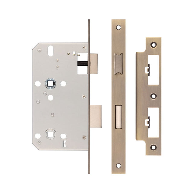 High quality image of Frelan - Jedo 78mm Din Bathroom Locks 60mm Backset Antique Brass Sku. JL-DB60AB