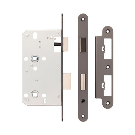 High quality image of Frelan - Jedo 78mm Din Bathroom Locks 60mm Backset Radiused Dark Bronze Sku. JL-DB60RDB