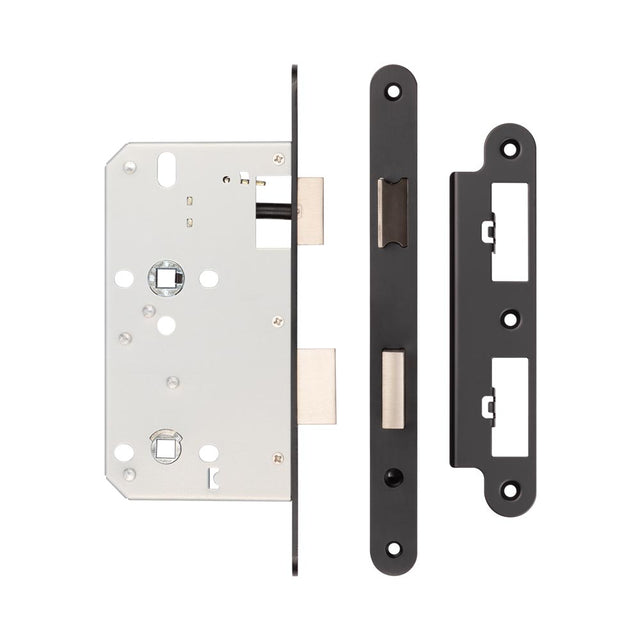 High quality image of Frelan - Jedo 78mm Din Bathroom Locks 60mm Backset Radiused Black Sku. JL-DB60RMB