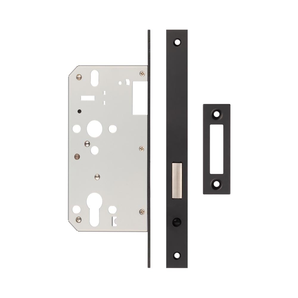 High quality image of Frelan - Jedo 72mm Black Din Euro Deadlock 60mm Backset Sku. JL-DD60MB