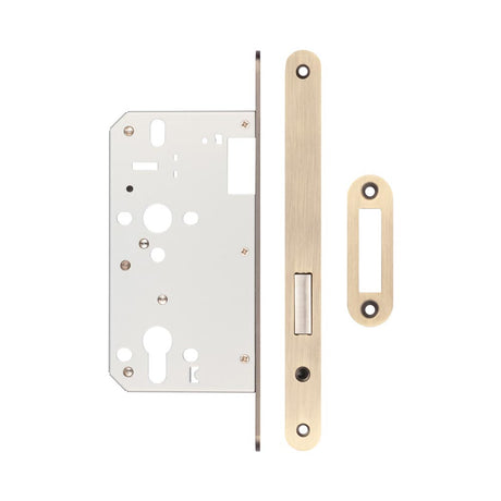 High quality image of Frelan - 72mm Antique Brass Din Euro Deadlock Radiused 60mm Backset Sku. JL-DD60RAB