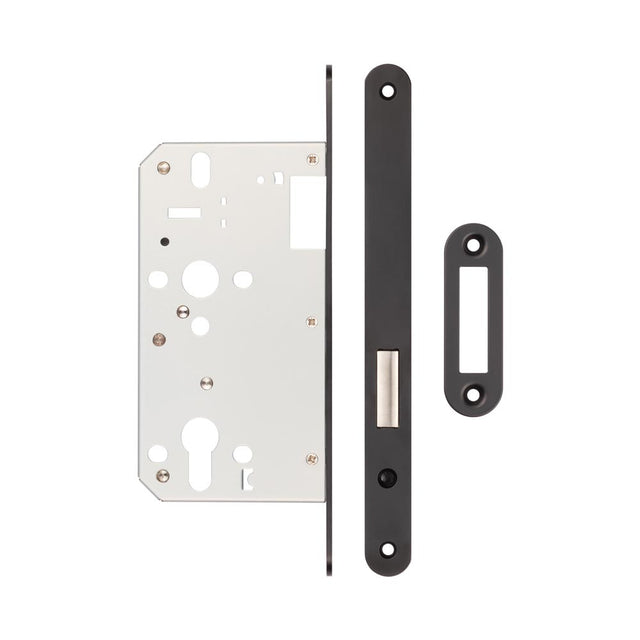 High quality image of Frelan - 72mm Black Din Euro Deadlock Radiused 60mm Backset Sku. JL-DD60RMB