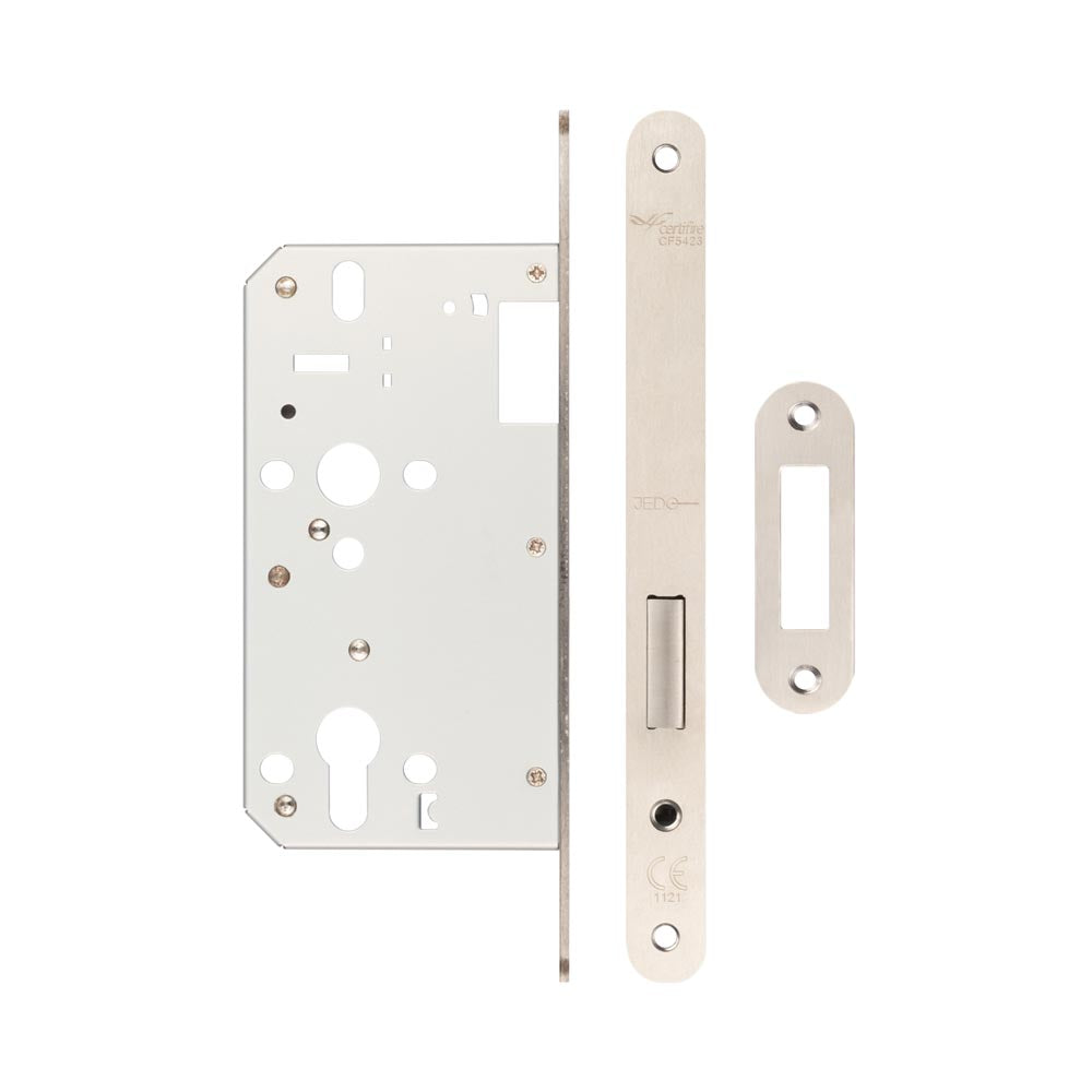 High quality image of Frelan - 72mm Satin Stainless Steel Din Euro Deadlock Radiused 60mm Backset Sku. JL-DD60RSSS