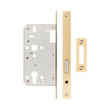 High quality image of Frelan - 72mm Satin Brass Din Euro Deadlock 60mm Backset Sku. JL-DD60SB
