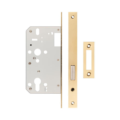 High quality image of Frelan - 72mm Satin Brass Din Euro Deadlock 60mm Backset Sku. JL-DD60SB