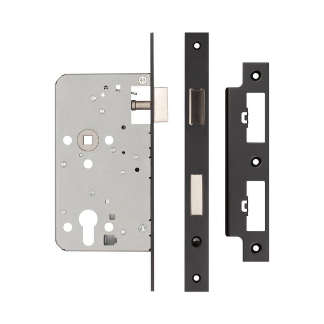High quality image of Frelan - 72mm Black Din Euro Escape Lock 60mm Backset Sku. JL-DE60MB