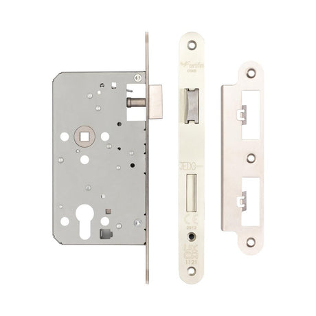 High quality image of Frelan - Jedo 72mm Din Escape Locks 60mm backset Radiused Satin Stainless Steel Sku. JL-DE60RSSS