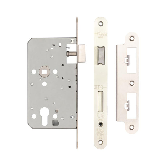 High quality image of Frelan - Jedo 72mm Din Escape Locks 60mm backset Radiused Satin Stainless Steel Sku. JL-DE60RSSS