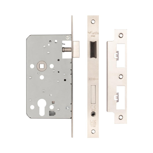 High quality image of Frelan - Jedo 72mm Din Escape Locks 60mm Backset Satin Stainless Steel Sku. JL-DE60SSS