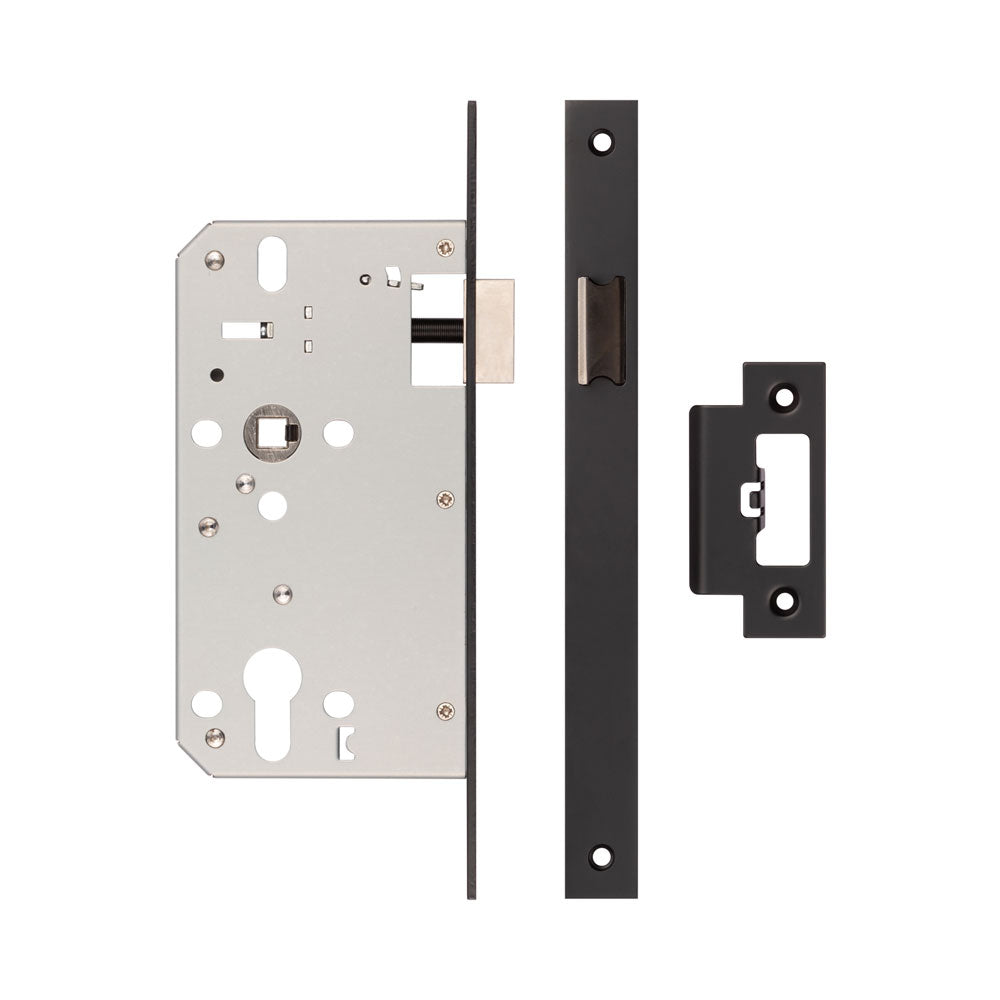 High quality image of Frelan - 72mm Black Din Euro Latch 60mm Backset Sku. JL-DL60MB