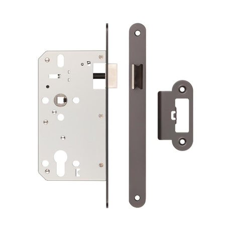 High quality image of Frelan - 72mm Dark Bronze Din Euro Latch Radiused 60mm Backset Sku. JL-DL60RDB