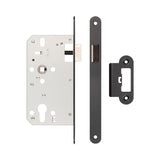 High quality image of Frelan - 72mm Black Din Euro Latch Radiused 60mm Backset Sku. JL-DL60RMB