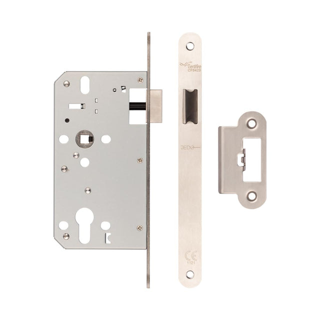 High quality image of Frelan - 72mm Satin Stainless Steel Din Euro Latch Radiused 60mm Backset Sku. JL-DL60RSSS