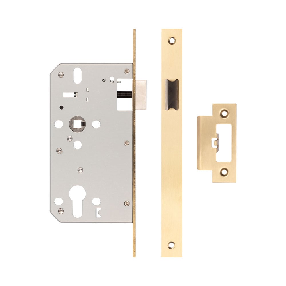 High quality image of Frelan - 72mm Satin Brass Din Euro Latch 60mm Backset Sku. JL-DL60SB