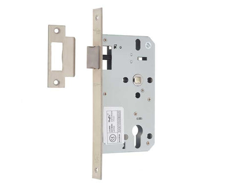 This is an image showing the Frelan - 72mm sss Din euro latch 60mm backset available to order from Trade Door Handles in Kendal