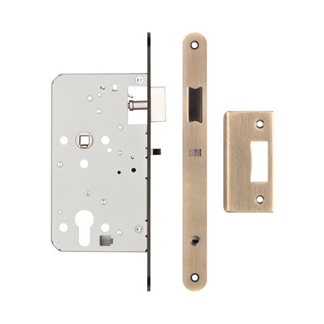 High quality image of Frelan - 72mm Antique Brass Din Euro Nightlatch Radiused 60mm Backset Sku. JL-DNL60RAB