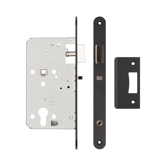 High quality image of Frelan - 72mm Black Din Euro Nightlatch Radiused 60mm Backset Sku. JL-DNL60RMB