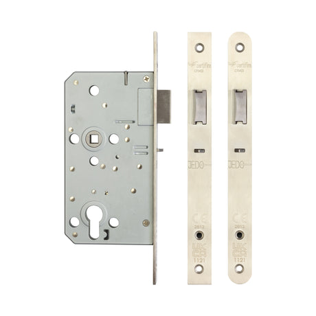 High quality image of Frelan - 72mm sss Din euro nightlatch radiused 60mm backset | Sku. fh-jl-dnl60rsss | Trade Door Handles.