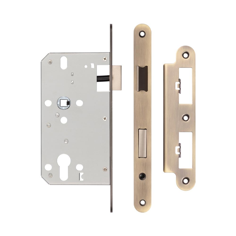 High quality image of Frelan - 72mm Antique Brass Din Euro Sashlock Radiused 60mm Backset Sku. JL-DS60RAB