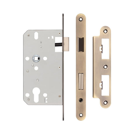 High quality image of Frelan - 72mm Antique Brass Din Euro Sashlock Radiused 60mm Backset Sku. JL-DS60RAB