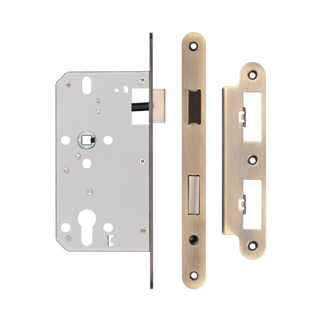 High quality image of Frelan - 72mm Antique Brass Din Euro Sashlock Radiused 60mm Backset Sku. JL-DS60RAB