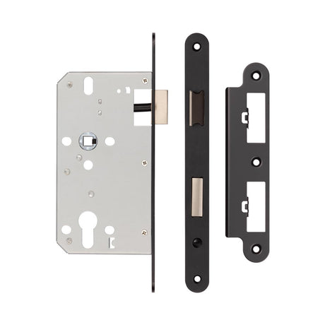 High quality image of Frelan - 72mm Black Din Euro Sashlock Radiused 60mm Backset Sku. JL-DS60RMB