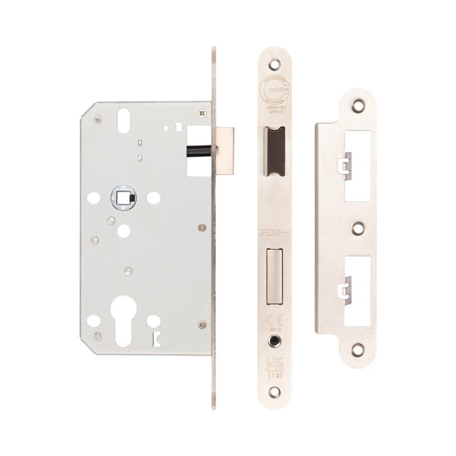 High quality image of Frelan - 72mm Satin Stainless Steel Din Euro Sashlock Radiused 60mm Backset Sku. JL-DS60RSSS