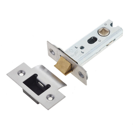 This is an image showing the Frelan - 76mm Heavy Duty Tubular Latch - Satin Stainless Steel available to order from Trade Door Handles in Kendal