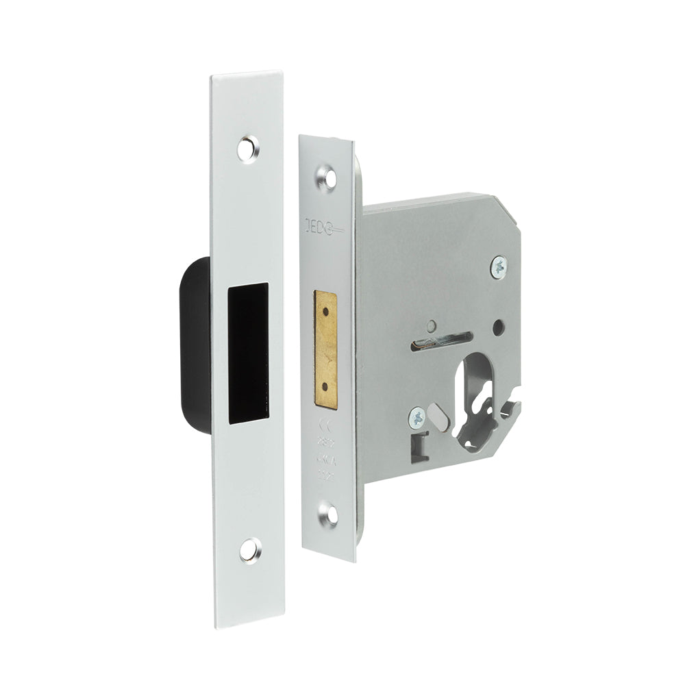 High quality image of Frelan - Jedo Oval Profile Deadlocks 76mm Satin Chrome Sku. JL1063SC