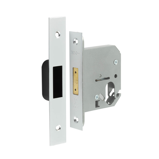 High quality image of Frelan - Jedo Oval Profile Deadlocks 76mm Satin Chrome Sku. JL1063SC