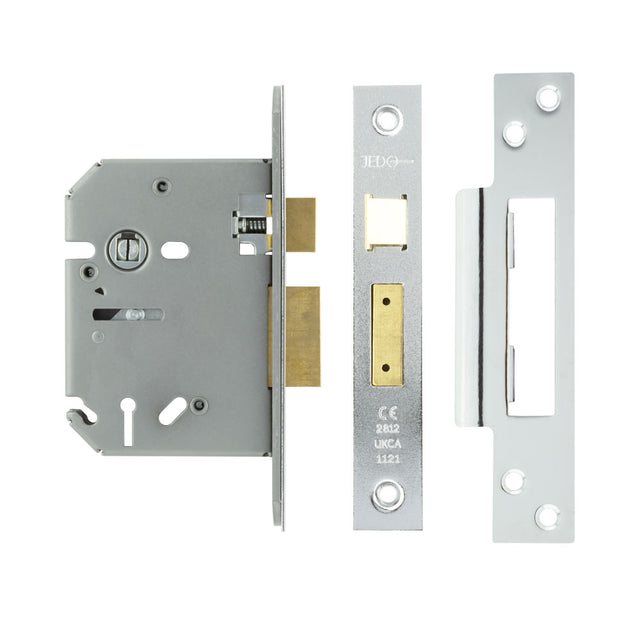 High quality image of Frelan - Jedo 3 Lever Sashlocks 76mm Polished Chrome Sku. JL1091PC