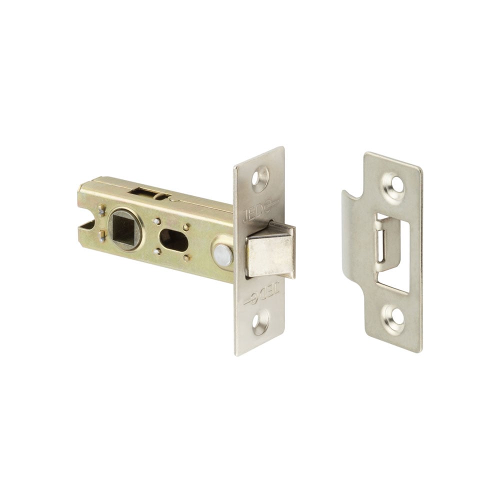 This is an image showing the Frelan - 63mm NP Tubular latch available to order from Trade Door Handles in Kendal