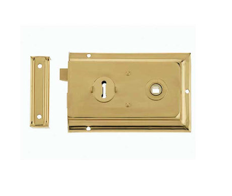 High quality image of Frelan - Reversible Rim Lock 152x102mm Polished Brass Sku. JL180PB