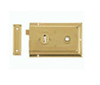 This is an image showing the Frelan - 152.5x102mm PB Rim lock available to order from Trade Door Handles in Kendal