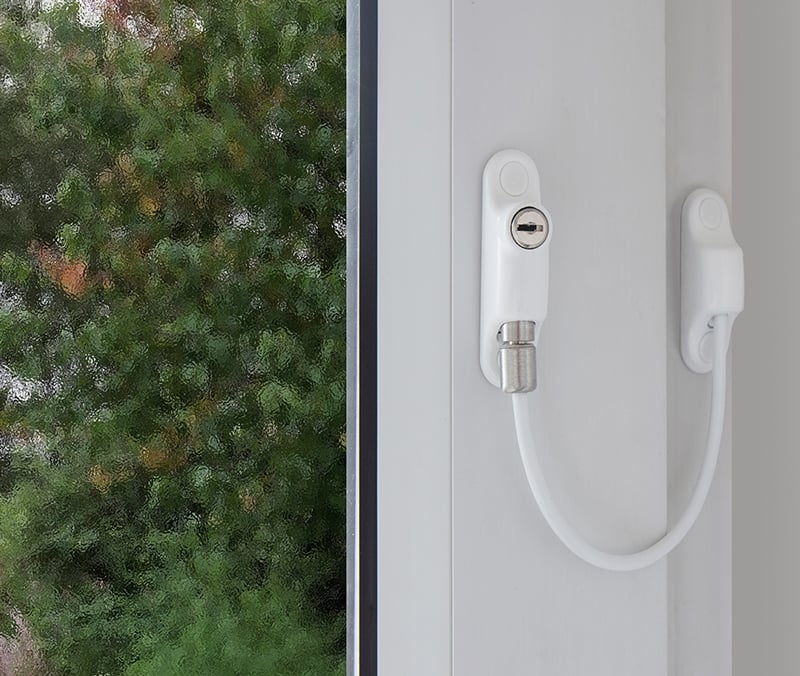 High quality image of Frelan - Cable Window Restrictor - White | Sku. jl1821wh | available to order from Trade Door Handles in Kendal.