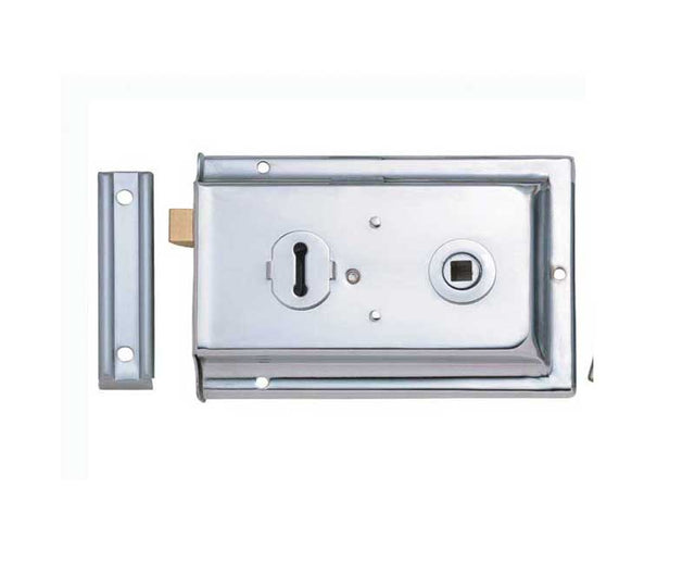 High quality image of Frelan - Reversible Rim Lock 152x102mm Polished Chrome Sku. JL186PC