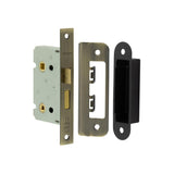 High quality image of Frelan - Jedo Kontrax Bathroom locks with Square Forend & Radiused Strike Plate 65mm Antique Brass Sku. JL450AB