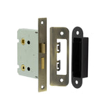 High quality image of Frelan - Jedo Kontrax Bathroom locks with Square Forend & Radiused Strike Plate 76mm Antique Brass Sku. JL460AB
