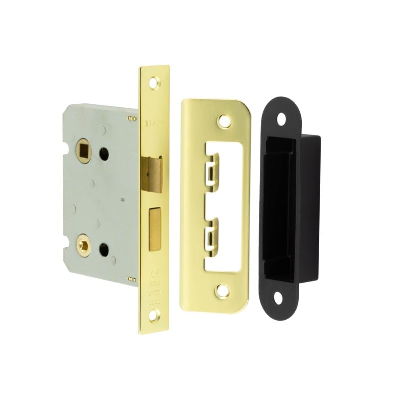 High quality image of Frelan - 76mm EB Bathroom lock square forend & radiused strike plate | Sku. jl460eb | available to order from Trade Door Handles in Kendal.