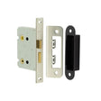 This is an image showing the Frelan - 76mm NP Bathroom lock square forend & radiused strike plate available to order from Trade Door Handles in Kendal