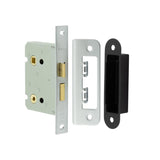 High quality image of Frelan - Jedo Kontrax Bathroom locks with Square Forend & Radiused Strike Plate 76mm Satin Nickel Sku. JL460SN