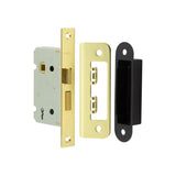 High quality image of Frelan - Jedo Kontrax 2 Lever Sashlocks with Square Forend & Radiused Strike Plate 65mm Electro Brassed Sku. JL470EB