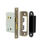 High quality image of Frelan - Jedo Kontrax 2 Lever Sashlocks with Square Forend & Radiused Strike Plate 76mm Antique Brass Sku. JL480AB