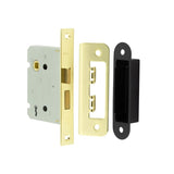 High quality image of Frelan - Jedo Kontrax 2 Lever Sashlocks with Square Forend & Radiused Strike Plate 76mm Electro Brassed Sku. JL480EB