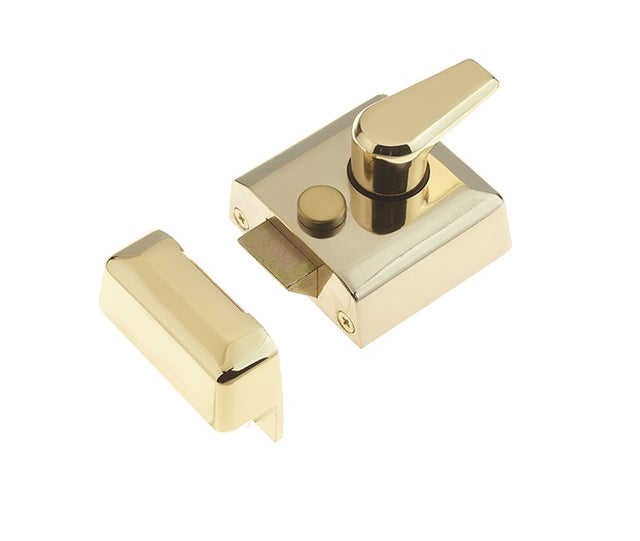 This is an image showing the Frelan - PB Narrow nightlatch available to order from Trade Door Handles in Kendal