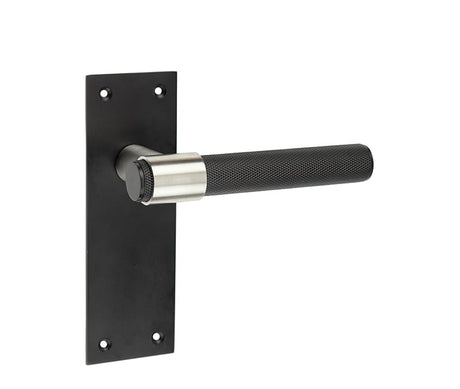 This is an image showing the Frelan - Nero T-Bar Door Handles on Latchplate available to order from Trade Door Handles in Kendal