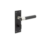 High quality image of Frelan - Nero T-Bar Door Handles on Bathroom Plate Black Sku. JMB102