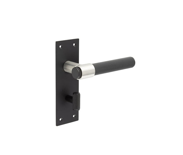 This is an image showing the Frelan - Nero T-Bar Door Handles on Bathroom Plate available to order from Trade Door Handles in Kendal